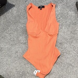 Lulu's Vibrant Orange Sleeveless Bodysuit